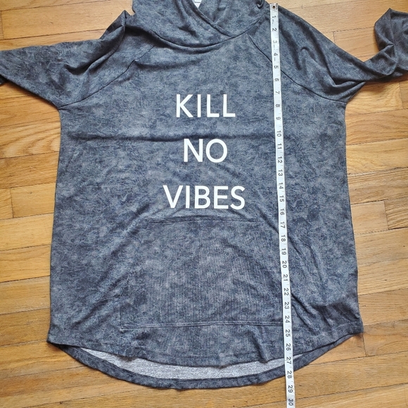 Lularoe Amber Kill‎ No Vibes Gray Hooded Sweatshirt Sz Large - Picture 6 of 6